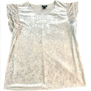 A.n.a A New Approach Flutter Sleeve Crushed Velvet Top - Womens Large Light Gray